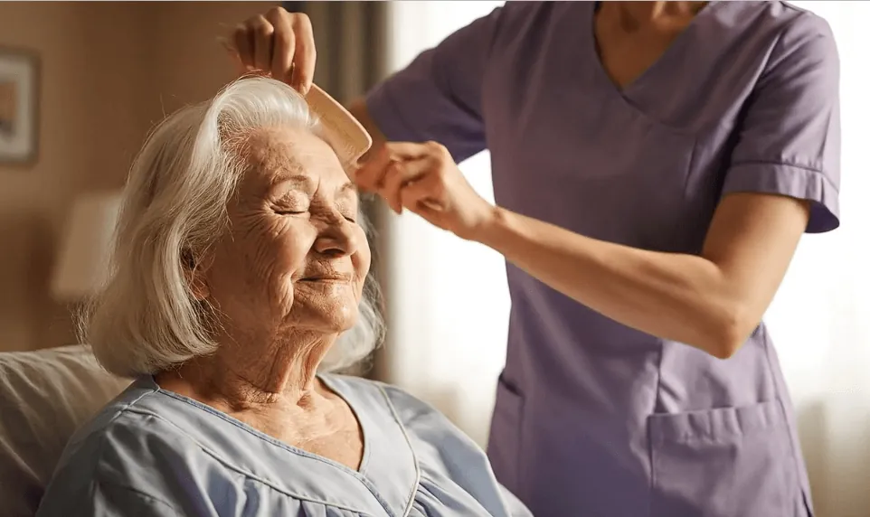 Carer providing dignified personal care at home